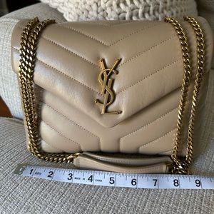 Saint Laurent Loulou, small, dark beige